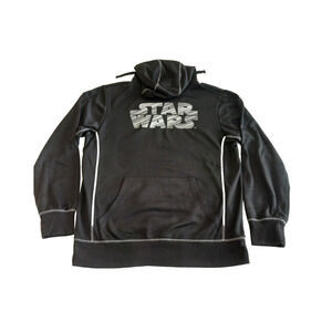 Star Wars Sweatshirt Men's Size L Black Hoodie Pullover Front Pocket Fleece